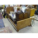 A French Art Deco single bed with side rails. Approx. 79 1/2" long Please Note - we do not make