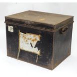 A metal deed box, handles marked Milners Liverpool. Approx. 23 1/2" wide Please Note - we do not