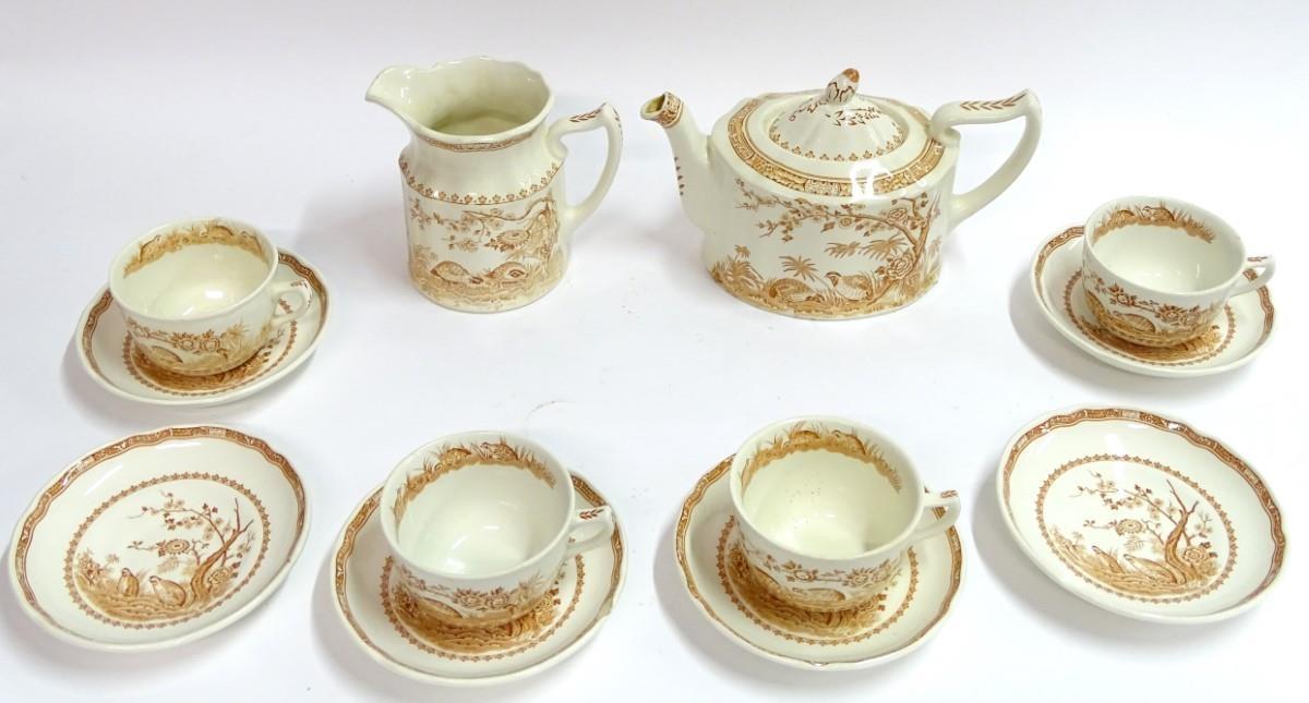 A quantity of Furnivals tea wares decorated in the 'Quail' pattern, to include 4 cups, 6 saucers, - Image 5 of 9