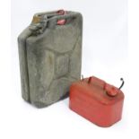 A war department jerry can, together with an American red fuel / jerry can (2) Please Note - we do