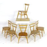 Vintage Retro, mid century: five Ercol school /children's stacking chairs, with another. Together