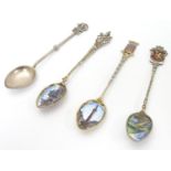 Assorted Continental souvenir spoons : three .800 silver souvenir spoons for Paris, Rome and Norway,