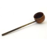 Treen : A small ladle with turned wooden bowl approx 7" long Please Note - we do not make