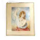 A 19thC watercolour portrait miniature after John Wood (1801?1870), depicting a Sylph. Ascribed