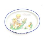 A Mabel Lucie Attwell baby's plate by Shelley, depicting children in a garden with flowers and