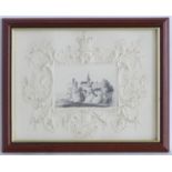 Manner of E J G, XIX, English School, Pencil drawing, Dartmouth Castle, with ornate embossed paper