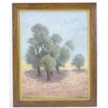 Indistinctly Signed, Pastel drawing, Olive trees in a Continental landscape, possibly Greece or