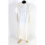 Vintage clothing/ fashion; A vintage white cotton full length night gown with herringbone embroidery