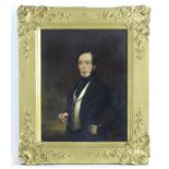 English School, XIX, Oil on canvas, A portrait of a standing gentleman holding spectacles,