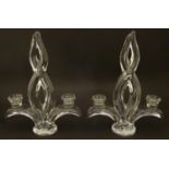 A pair of crystal / glass candlestick by Art Vannes France 11" high Please Note - we do not make