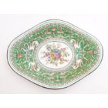 A Wedgwood dish of lozenge form in the pattern Florentine with a central floral motif and green