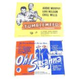 Two mid 20thC film posters, for the western movies Tumbleweed (st. Audie Murphy 1953) and Oh!