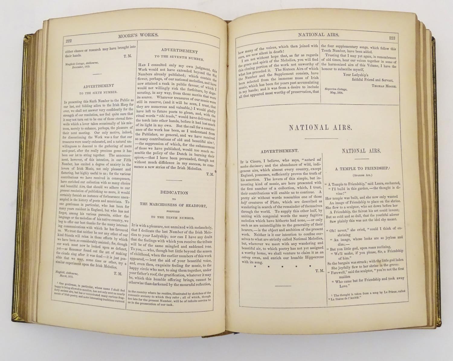 Book: The Poetical Works of Thomas Moore, pub. Longman Brown Green and Longmans 1852. The cover with - Image 8 of 8