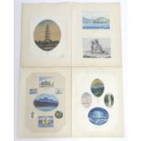 Monogrammed, XIX, Watercolours, Fourteen marine / maritime ship views depicting shipping in