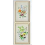 Initialled LS, XX, Watercolours, A pair of botanical studies of flowers to include pansies,