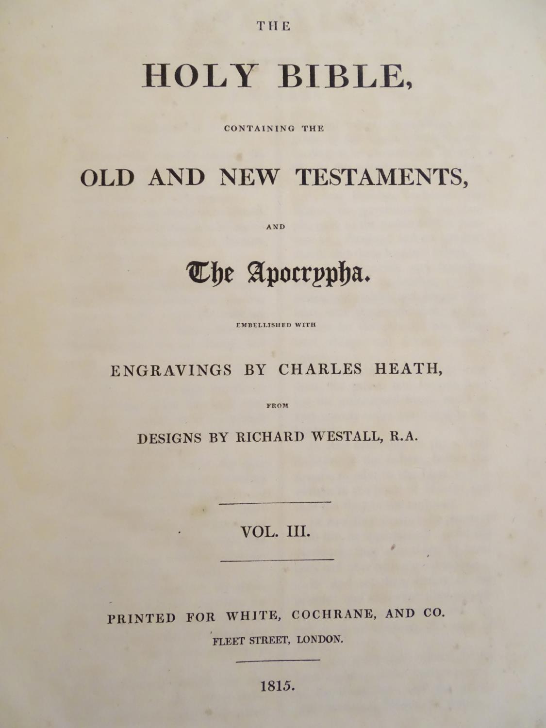 Book: The Holy Bible, illustrated by Charles Heath / Richard Westall, pub. White Cochrane and Co - Image 10 of 10