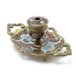 A 19thC Continental inkwell with champleve decoration. Approx. 2 1/4" high Please Note - we do not