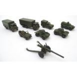 Toys: A quantity of Dinky Toys die cast scale model military vehicles comprising 10 Ton Army