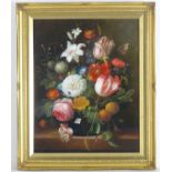 Thomas Webster, XX, Oil on panel, A still life study of carnations, tulips, other flowers and fruits