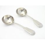 A pair of Victorian silver fiddle pattern ladles hallmarked London 1844 maker Samuel Hayne &