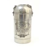 A Vintage French pewter wine cooler of cylindrical form with chilling / temperature guide to