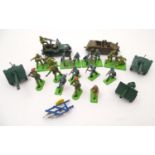 Toys: A quantity of Britains Ltd. scale model military vehicles, equipment and figures to include