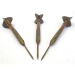 Three 20thC naive oversized darts. Approx. 19 3/4" (3) Please Note - we do not make reference to the