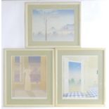 After Stephen Clive, XX, Three coloured prints, Dawn Girl, depicting a young woman at a window,