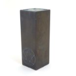 A Troika vase of square form with incised six point star detail. Approx. 4 1/4" high Please Note -