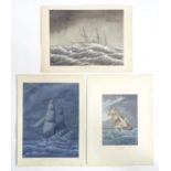 Monogrammed FHB, XIX, Watercolours, Three marine / maritime ship views, HMS Himalaya, HMS