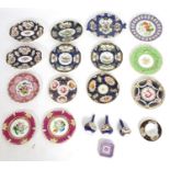 A quantity of 19thC ceramics to include a Worcester plate of leaf form with panelled hand painted