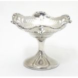 A silver pedestal bon bon dish with pierced decoration. Hallmarked Birmingham 1928 maker S
