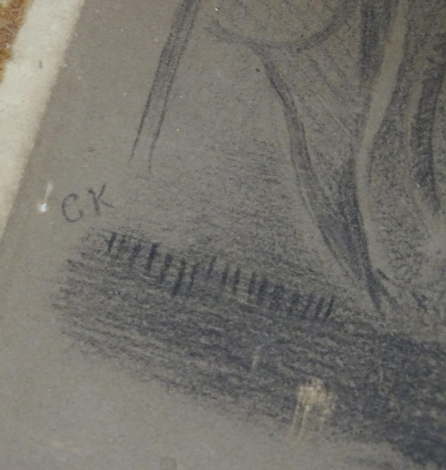 A folio of works comprising XIX pencil and charcoal drawing depicting a portrait of a young alpine - Image 15 of 16