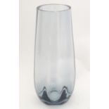 Whitefriars Glass : A Whitefriars evening sky glass vase in aquamarine. Designed by Geoffrey