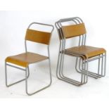 Vintage Retro, Mid Century: a set of four Remploy stacking chairs, of steel construction with
