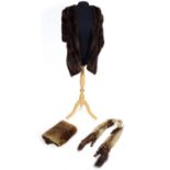 Vintage clothing/ fashion: A vintage fur stole and hand muff along with a mink stole (3) Please Note