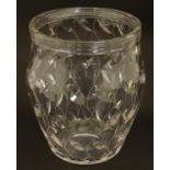 A John Walsh Walsh glass vase designed by Clyne Farquharson, decorated with prism and cut leaf