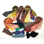Vintage clothing/ fashion : Assorted ties to include silk, knitted and bow ties Please Note - we