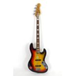 Musical Instrument: a c1980s Maya MJB-70 bass guitar, with sunburst finish, neck binding and block