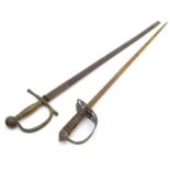 Militaria: a Victorian ceremonial / court sword , the pipe back brass hilt with wire wrapped handle,