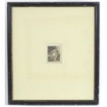 After Rembrandt van Rijn (1606-1669), Etching, Old Woman Sleeping. Approx. 2 3/4" x 2" Please Note -