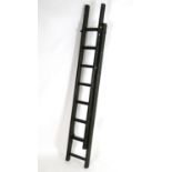 Salvage & Architectural Antiques: a green painted extending ladder, bearing label for Drew Clark &