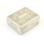 A Continental silver box with hinged lid and engraved decoration, stamped silver 950 within. Approx.