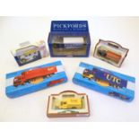 Toys: Six assorted boxed die cast scale model vehicles to include Corgi Toys Volvo Container Lorry
