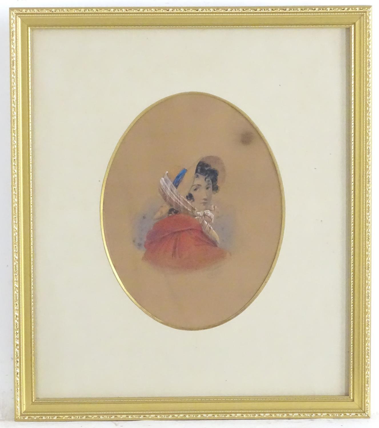 J. W. Moore, XIX, English School, Watercolour and pencil, A portrait of a girl in bonnet. Signed and