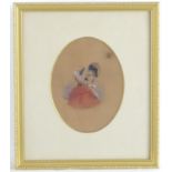 J. W. Moore, XIX, English School, Watercolour and pencil, A portrait of a girl in bonnet. Signed and