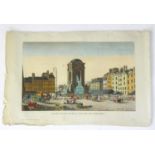 XIX, Hand coloured engraving, Vue du Marche et de la Fontaine des Innocents. Published by chez