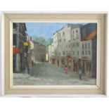 Denise Jameson, XX, Oil on board, A street scene with figures. Signed and dated (19)69 lower