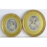 After Leon Salles, Two coloured mezzotints depicting portraits of ladies. Approx. 8 1/2" x 6 1/2" (