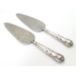 Two silver handled Kings pattern ' pie servers ' . Approx 10" long Please Note - we do not make